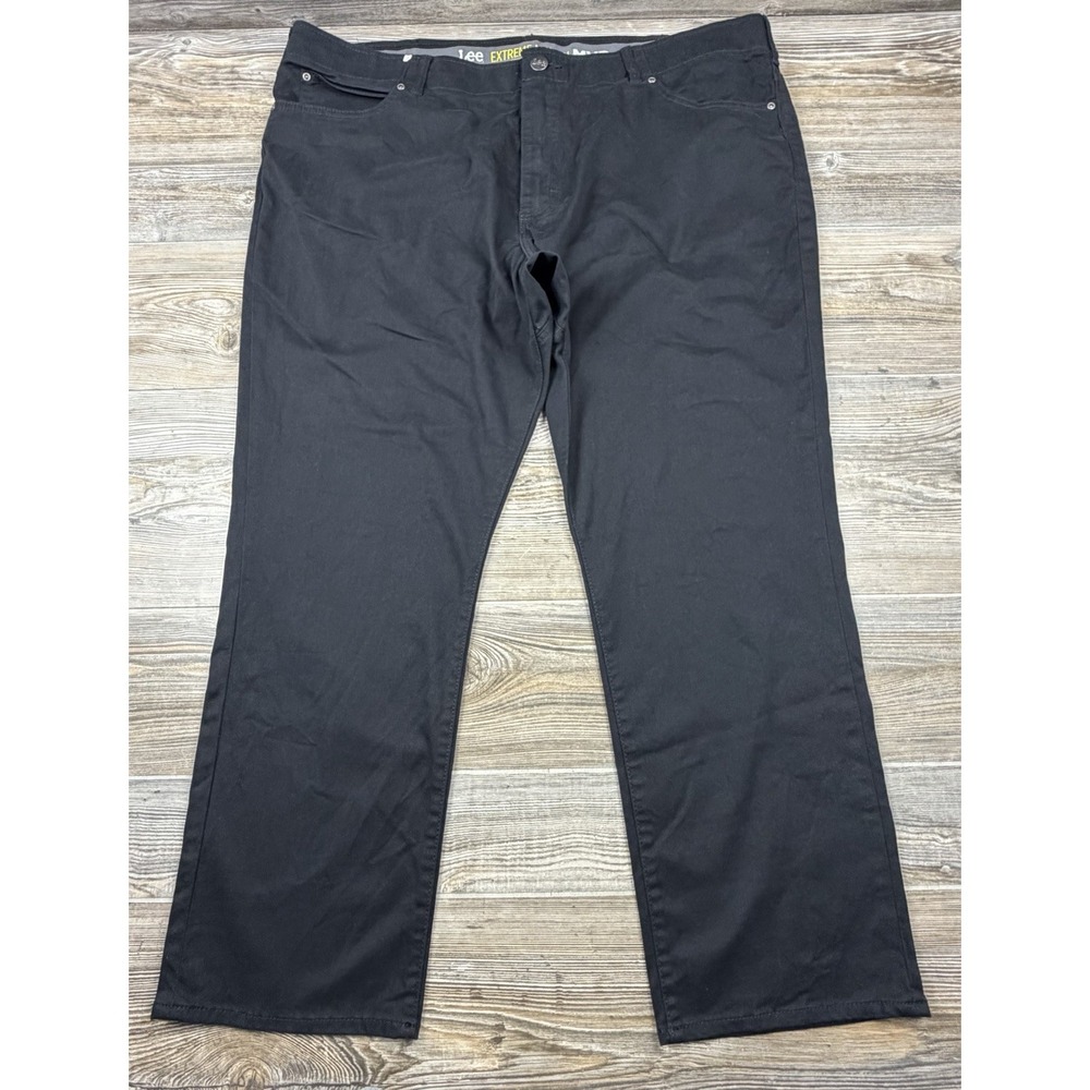 Lee Chino Pants Mens 48x29 Extreme Motion MVP Black Straight Fit Tapered Leg